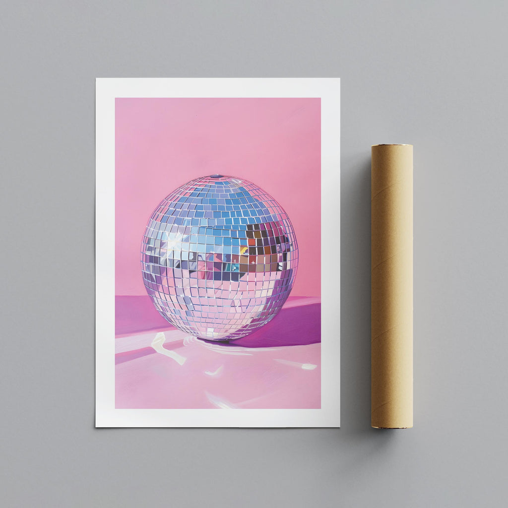 Pink Party Disco Ball Reflections - Rolled Poster Wall Art Print