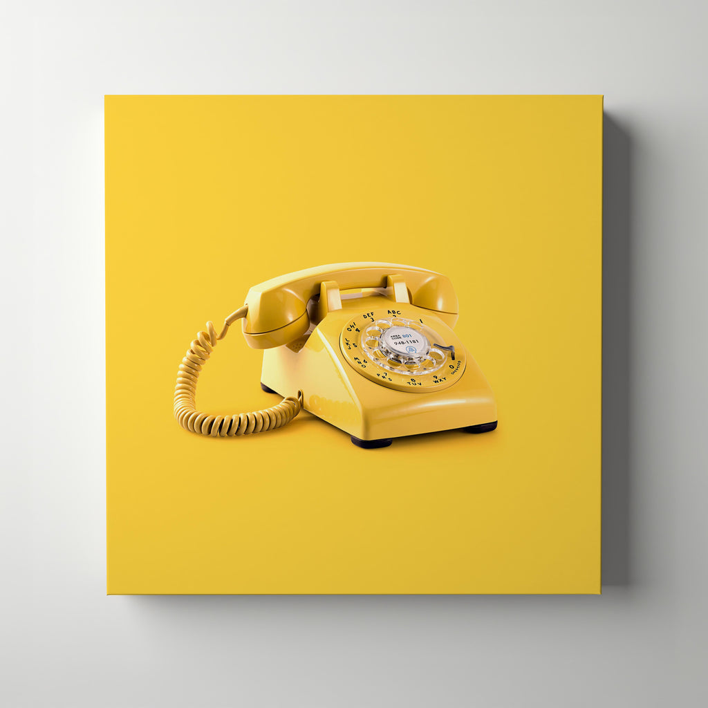 Retro Yellow Telephone Pop Art - Framed Canvas Wall Art Print | House Prints
