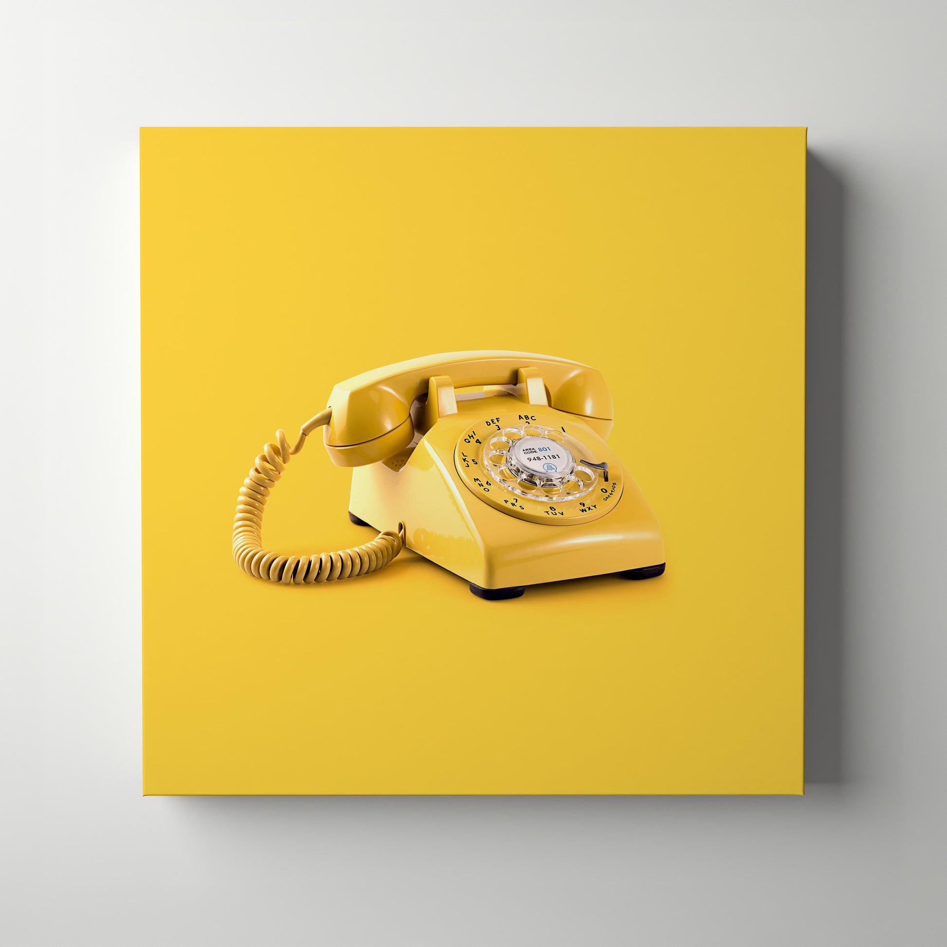 Retro Yellow Telephone Pop Art - Framed Canvas Wall Art Print - House Prints