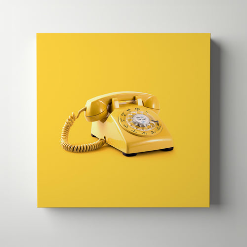 Retro Yellow Telephone Pop Art - Framed Canvas Wall Art Print | House Prints