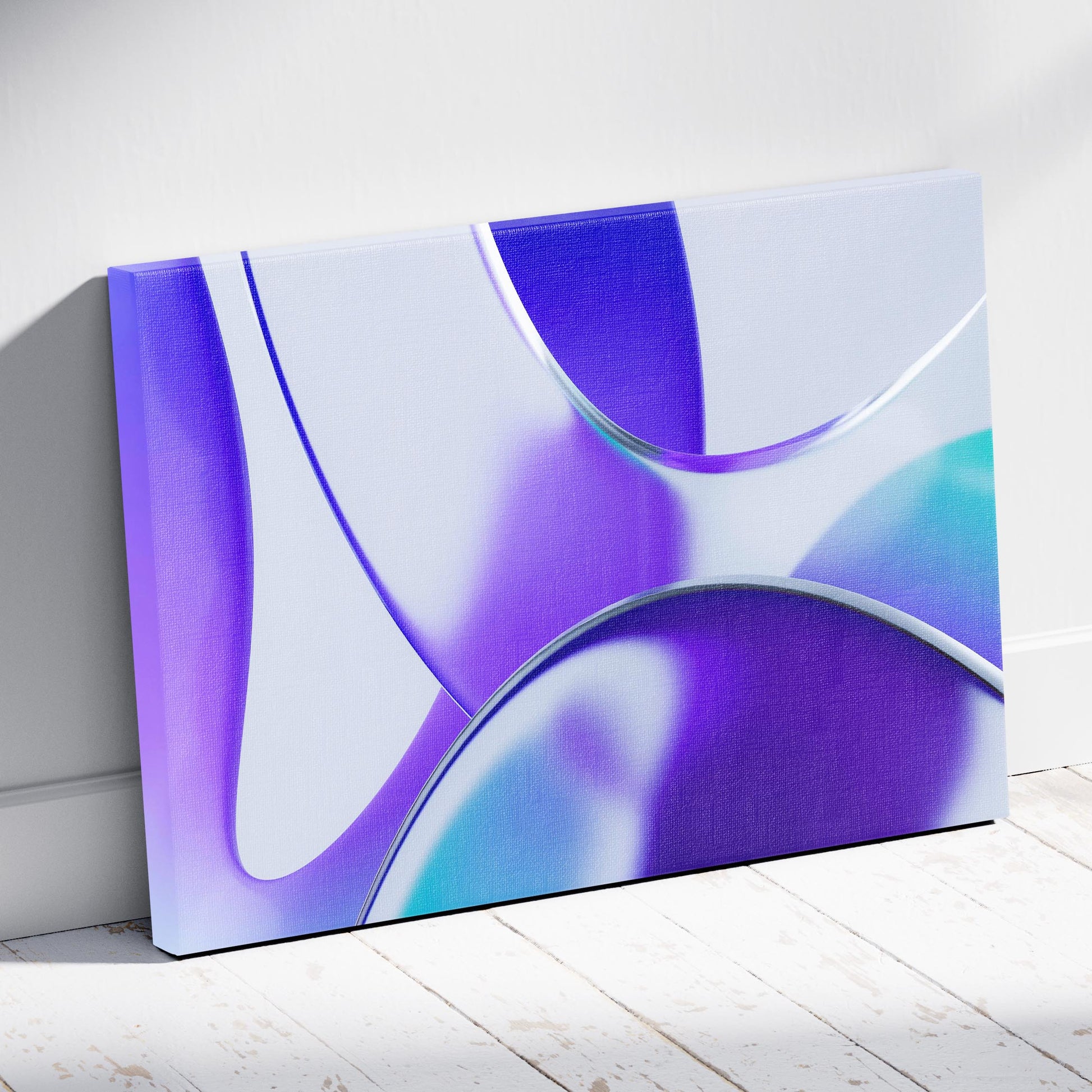 Abstract Violet Glass Waves - Framed Canvas Wall Art Print - House Prints