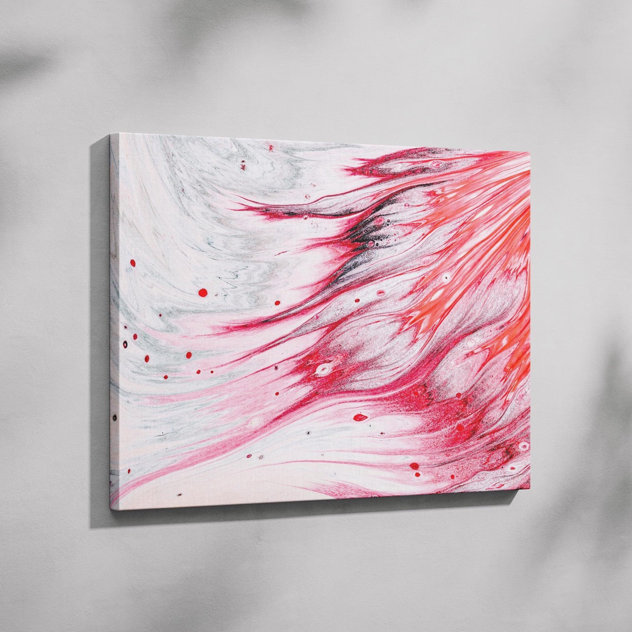 Crimson Pink Abstract Waves in Motion - Framed Canvas Wall Art Print | House Prints