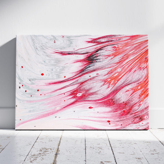 Crimson Pink Abstract Waves in Motion - Framed Canvas Wall Art Print - House Prints