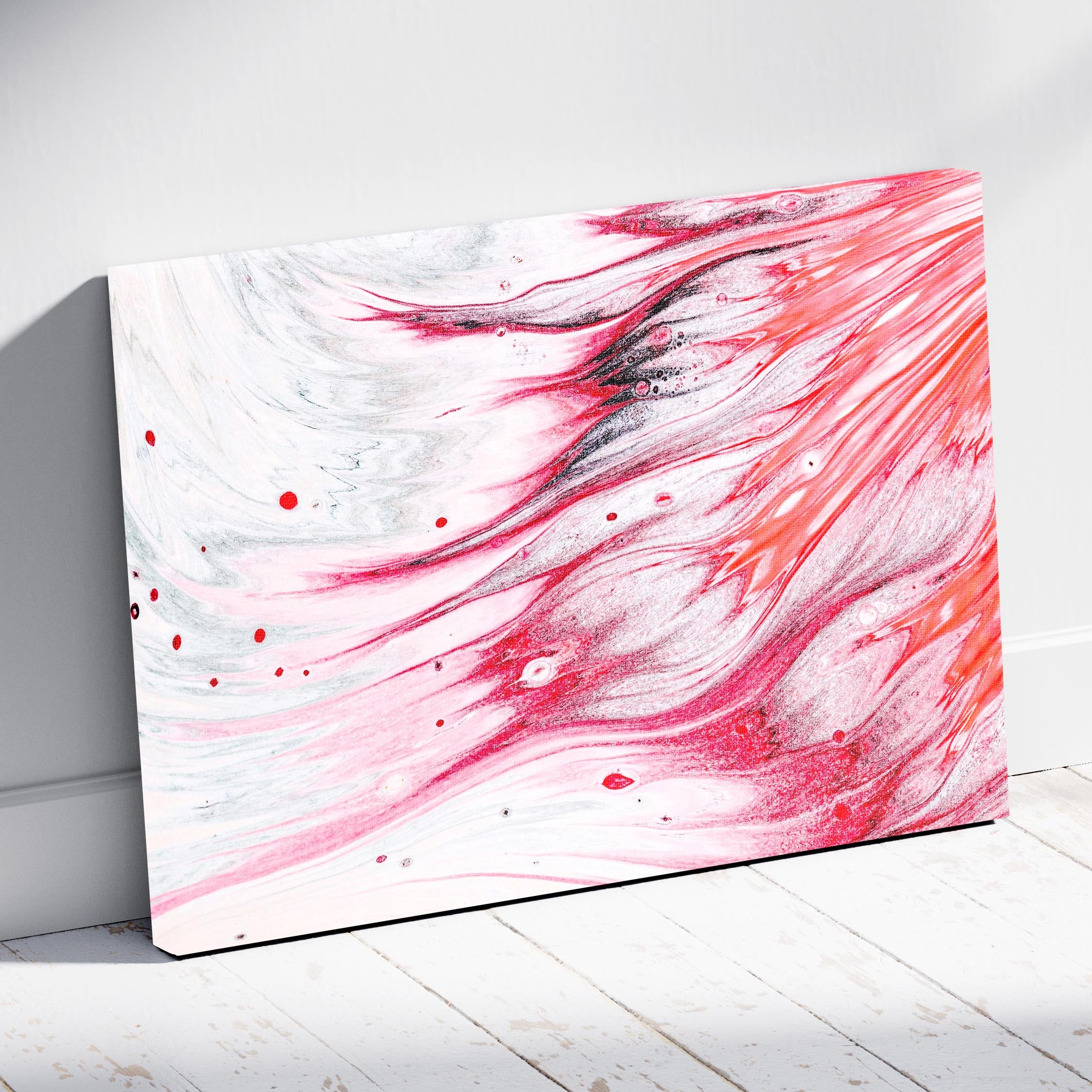 Crimson Pink Abstract Waves in Motion - Framed Canvas Wall Art Print | House Prints