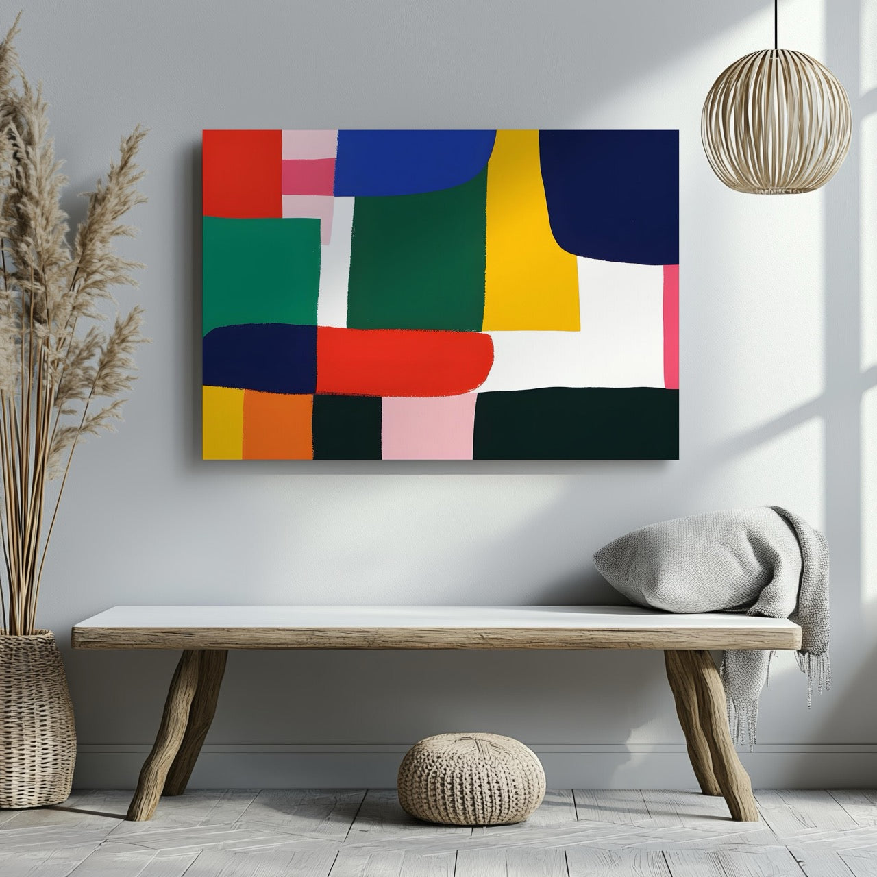 Bold Geometric Abstraction - Framed Canvas Wall Art Print - House Prints