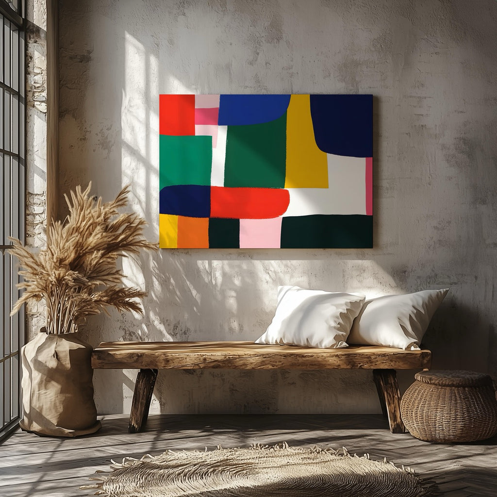 Bold Geometric Abstraction - Framed Canvas Wall Art Print | House Prints