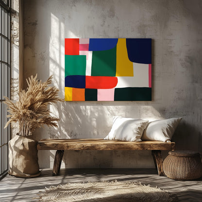 Bold Geometric Abstraction - Framed Canvas Wall Art Print - House Prints