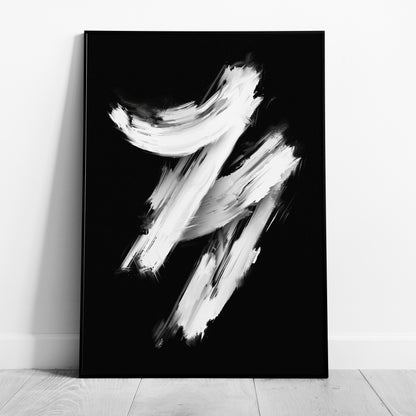 Monochrome Black & White Brushstroke Harmony - Rolled Poster Wall Art Print - House Prints