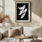 Monochrome Black & White Brushstroke Harmony - Rolled Poster Wall Art Print | House Prints