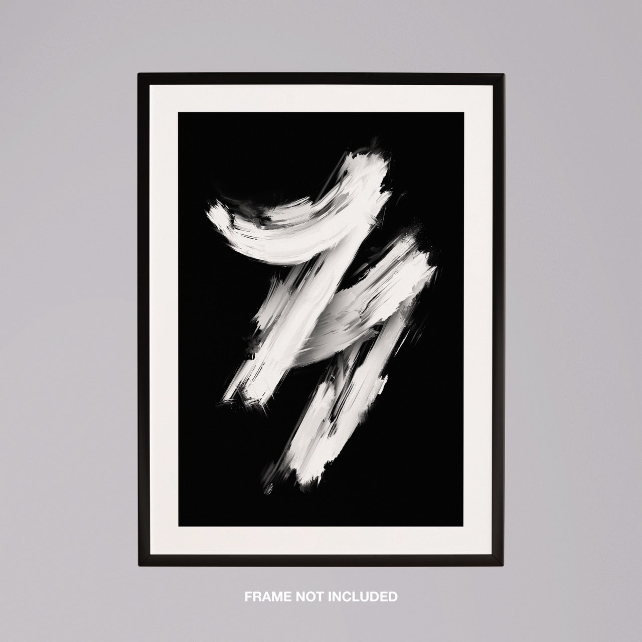 Monochrome Black & White Brushstroke Harmony - Rolled Poster Wall Art Print - House Prints