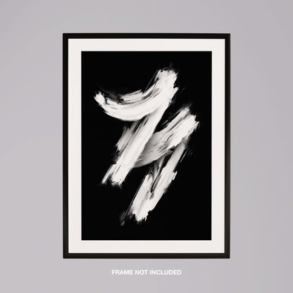 Monochrome Black & White Brushstroke Harmony - Rolled Poster Wall Art Print - House Prints