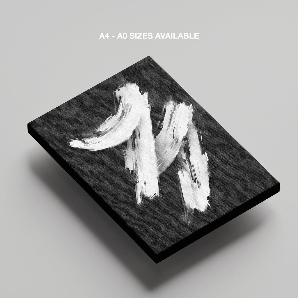 Monochrome Black & White Brushstroke Harmony - Framed Canvas Wall Art Print | House Prints