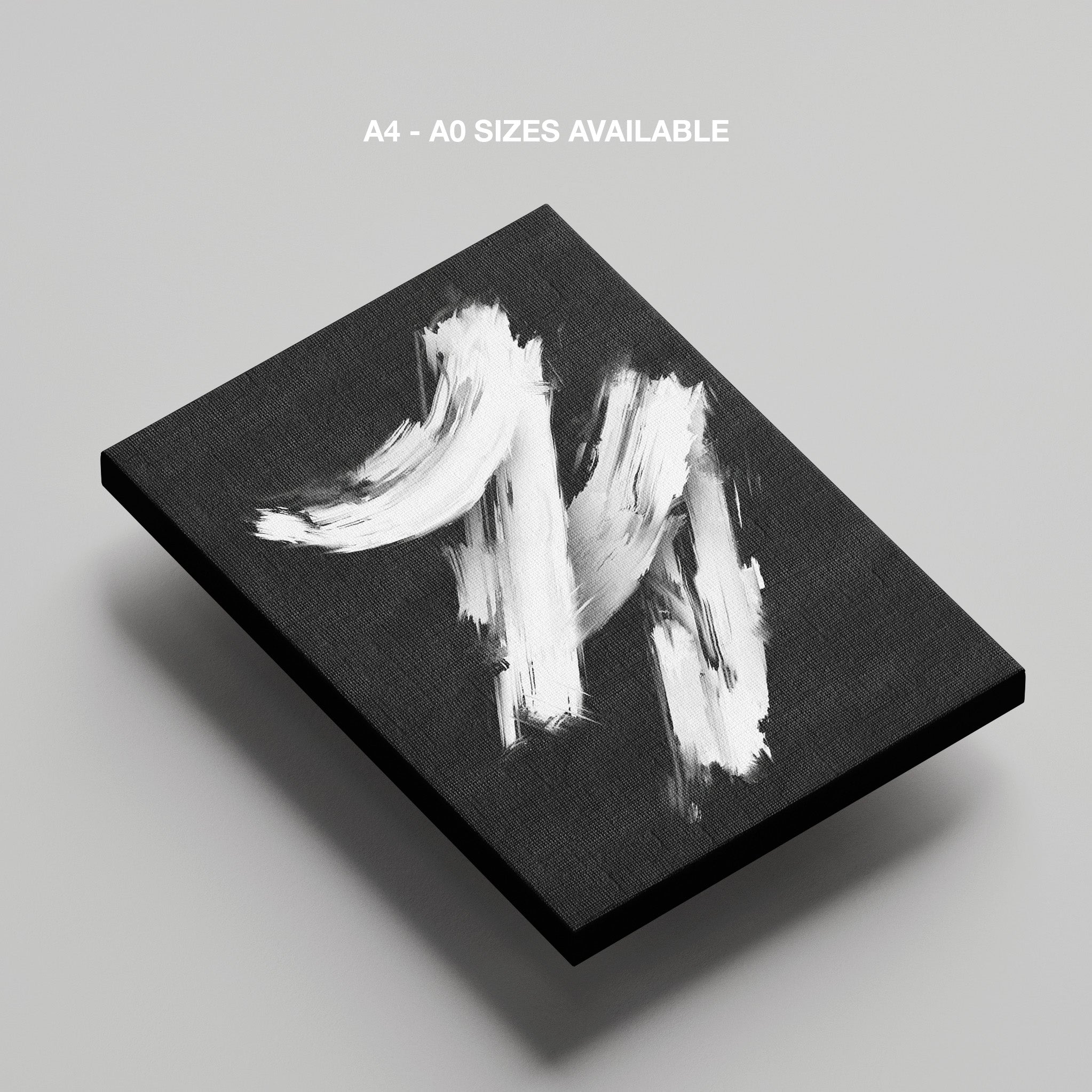 Monochrome Black & White Brushstroke Harmony - Framed Canvas Wall Art Print | House Prints