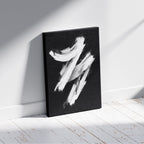 Monochrome Black & White Brushstroke Harmony - Framed Canvas Wall Art Print | House Prints