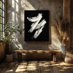 Monochrome Black & White Brushstroke Harmony - Framed Canvas Wall Art Print | House Prints