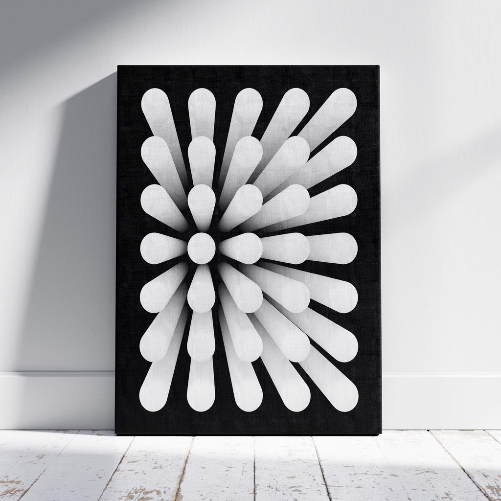 Modern Radiant Monochrome Circle Symmetry - Framed Canvas Wall Art Print | House Prints
