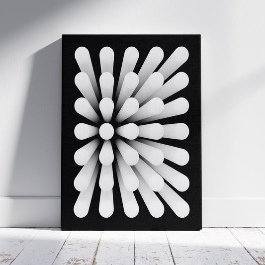 Modern Radiant Monochrome Circle Symmetry - Framed Canvas Wall Art Print - House Prints