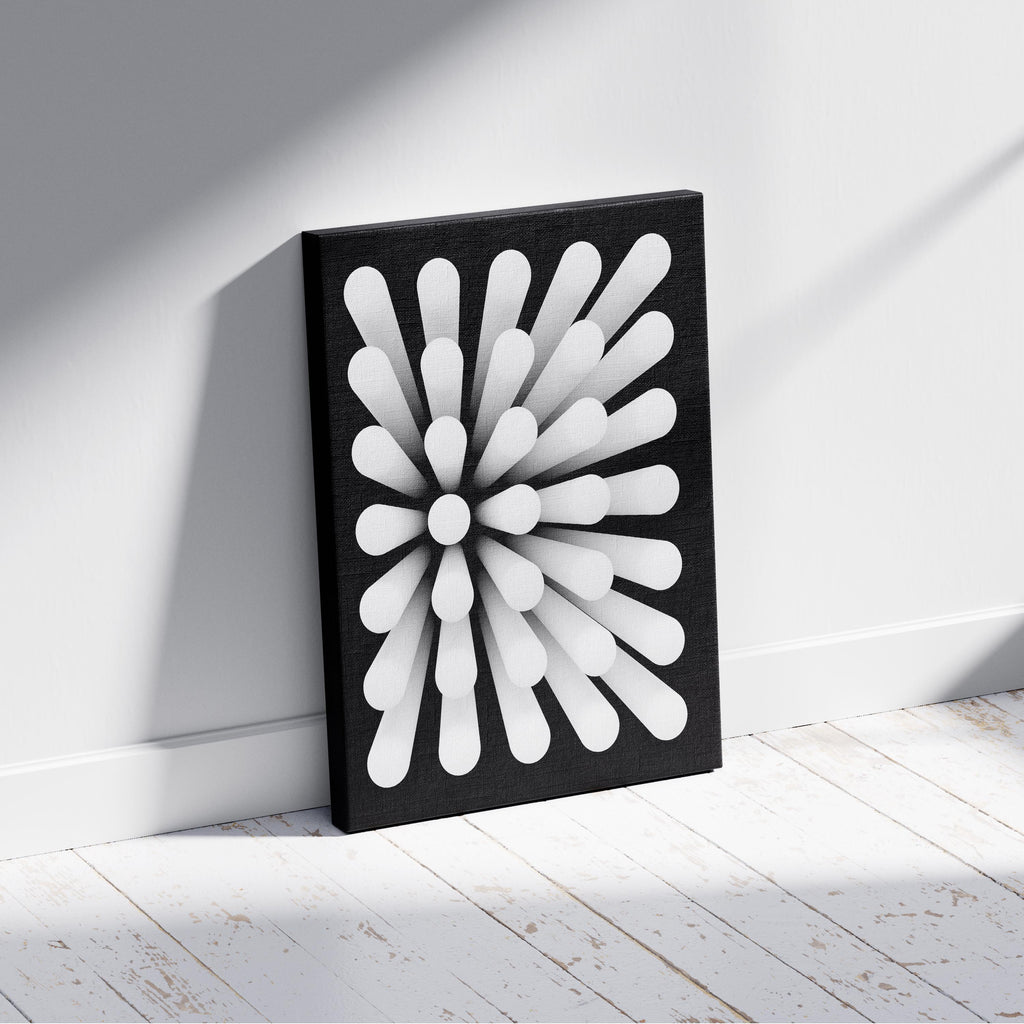 Modern Radiant Monochrome Circle Symmetry - Framed Canvas Wall Art Print | House Prints