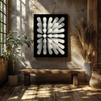 Modern Radiant Monochrome Circle Symmetry - Framed Canvas Wall Art Print | House Prints