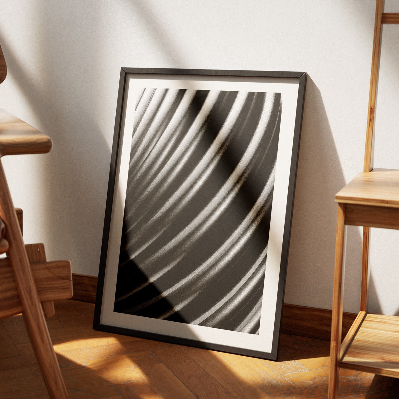 Monochrome Flow in Motion - Rolled Poster Wall Art Print | House Prints