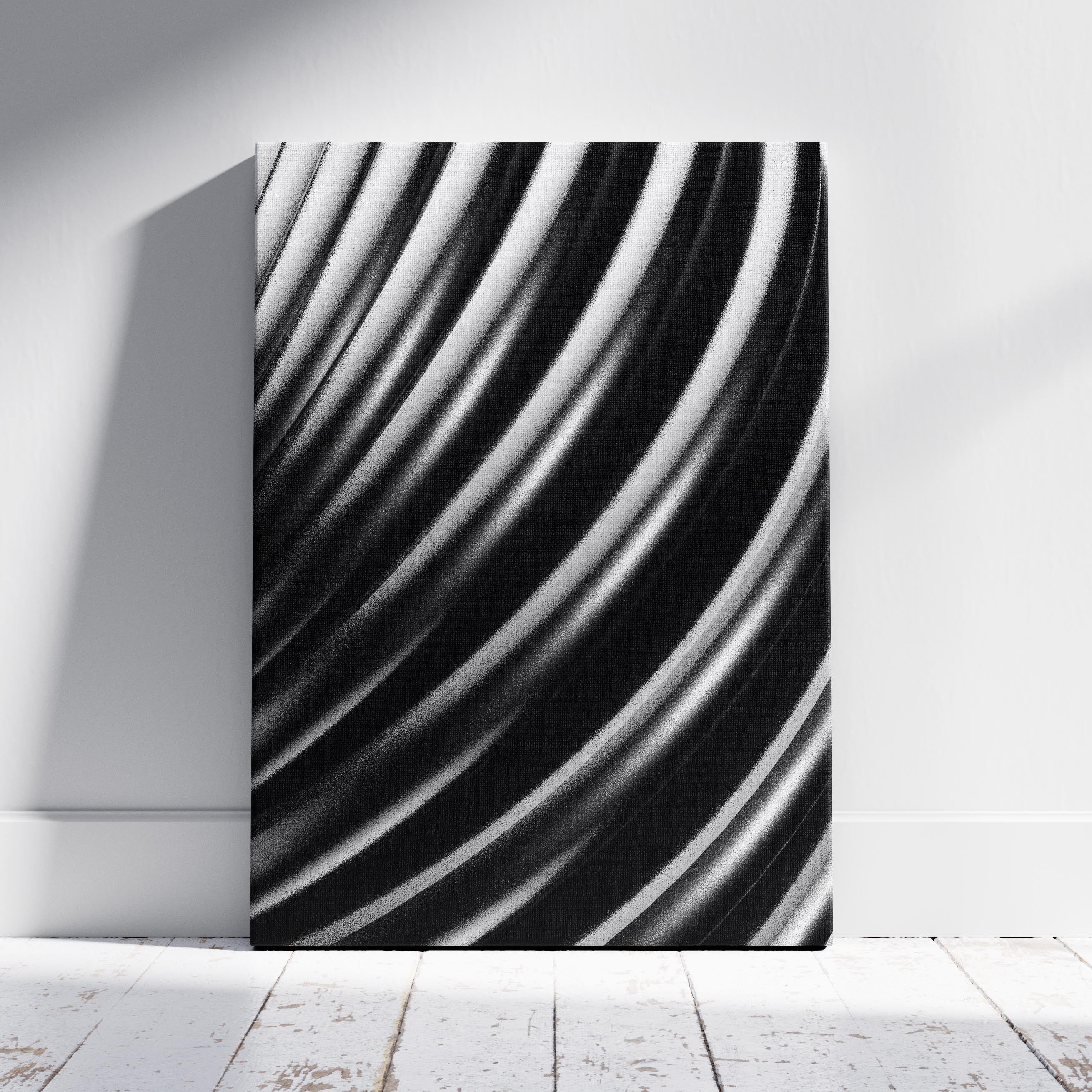 Monochrome Flow in Motion - Framed Canvas Wall Art Print | House Prints