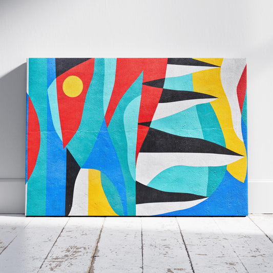 Abstract Graffiti Tides in Motion - Framed Canvas Wall Art Print - House Prints