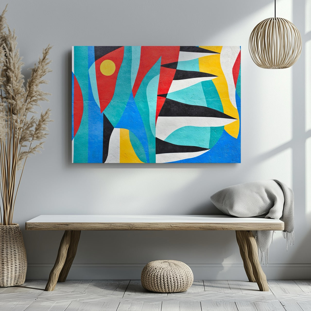 Abstract Graffiti Tides in Motion - Framed Canvas Wall Art Print - House Prints