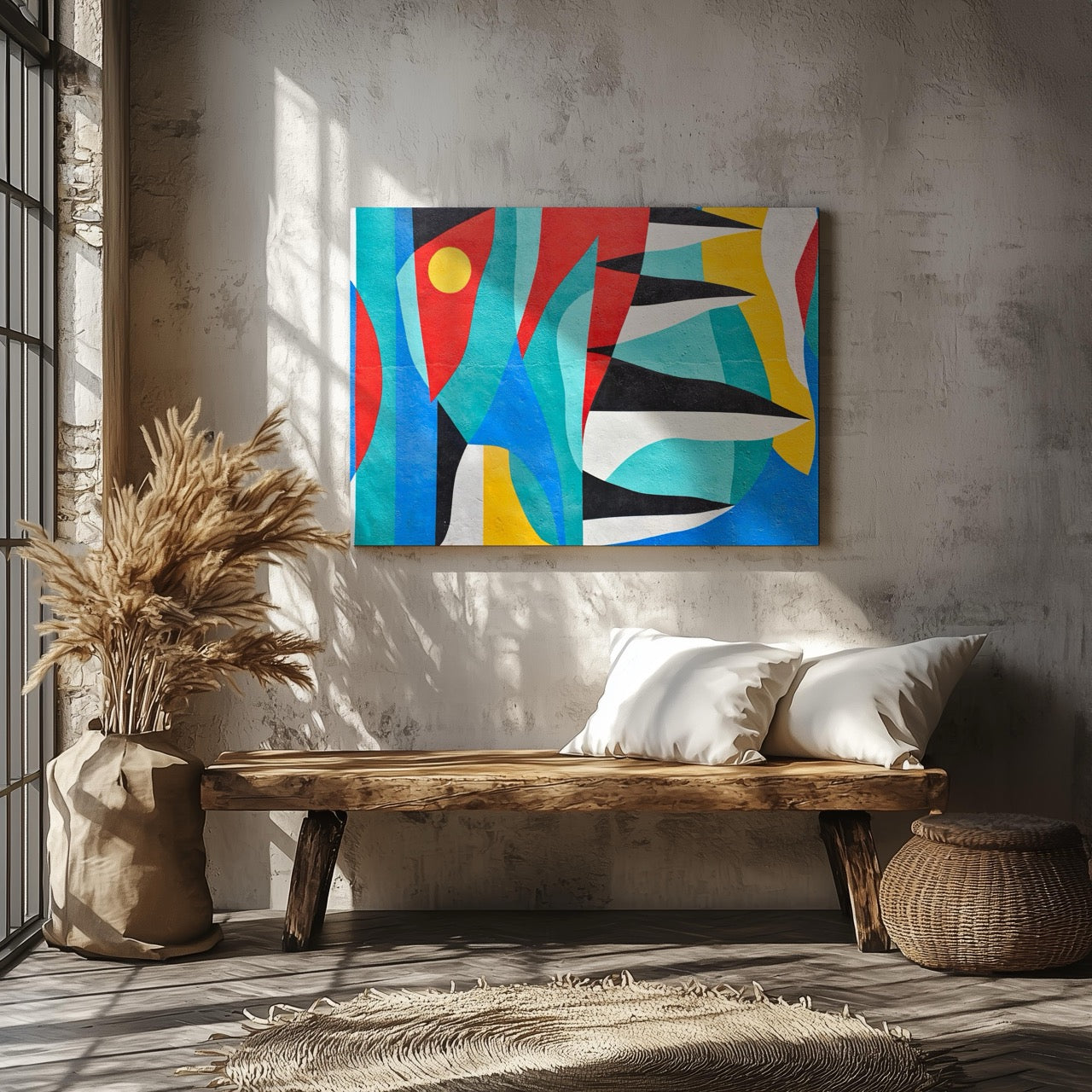 Abstract Graffiti Tides in Motion - Framed Canvas Wall Art Print - House Prints