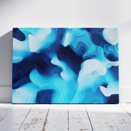 Oceanic Depths Abstract in Blue - Framed Canvas Wall Art Print - House Prints