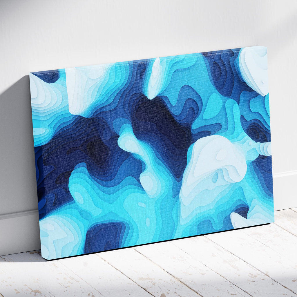 Oceanic Depths Abstract in Blue - Framed Canvas Wall Art Print | House Prints