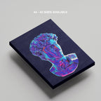 Neon David Statue Reimagined - Framed Canvas Wall Art Print | House Prints