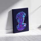 Neon David Statue Reimagined - Framed Canvas Wall Art Print | House Prints