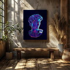 Neon David Statue Reimagined - Framed Canvas Wall Art Print | House Prints