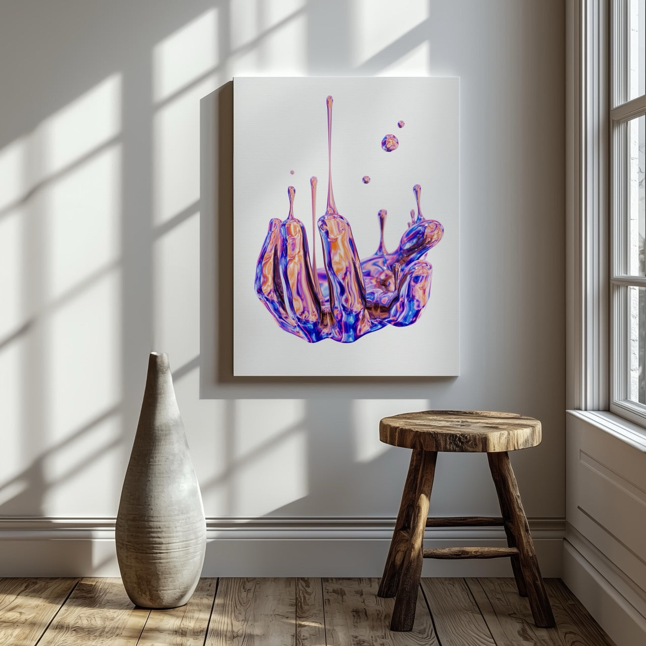Vibrant Liquid Melting Hand - Framed Canvas Wall Art Print - House Prints