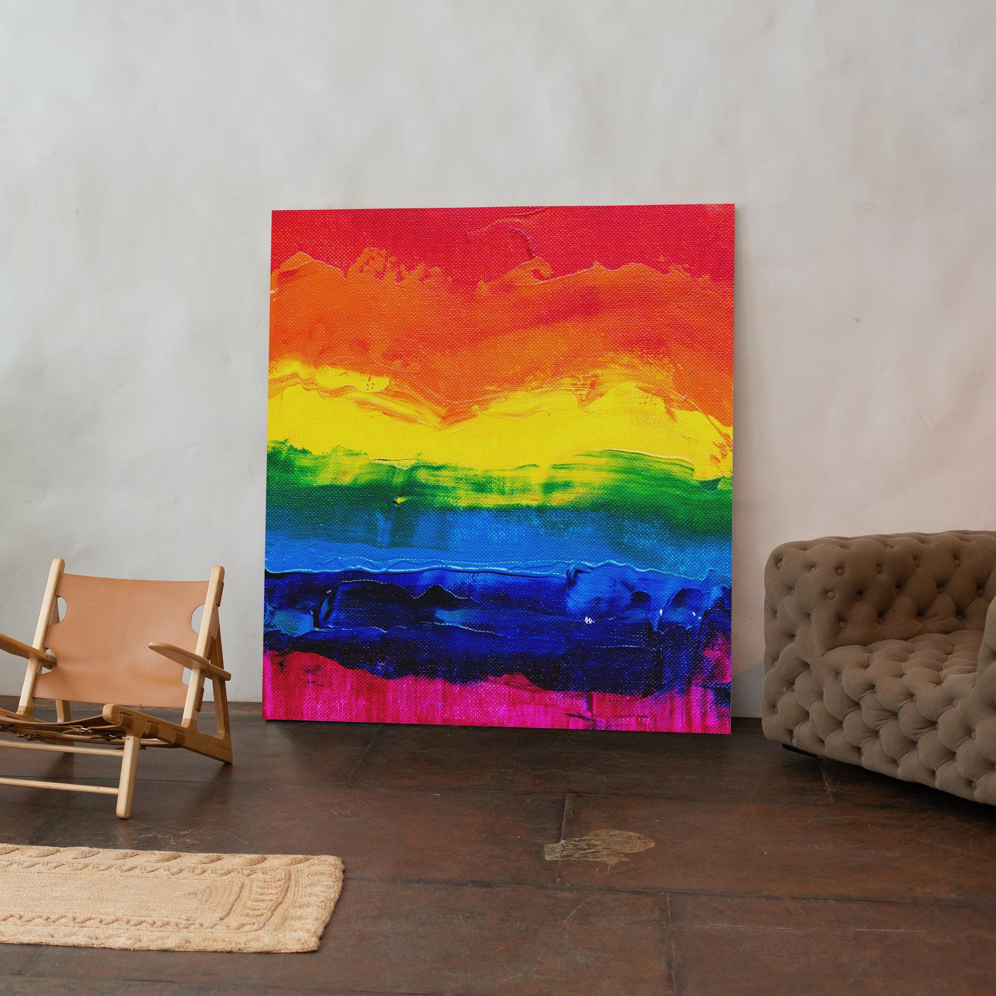 Radiant Rainbow Abstract Art - Framed Canvas Wall Art Print - House Prints
