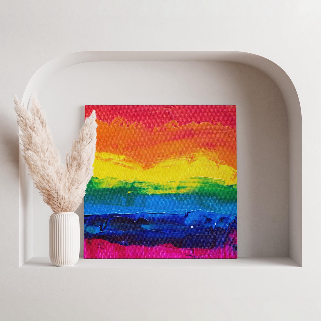 Radiant Rainbow Abstract Art - Framed Canvas Wall Art Print - House Prints