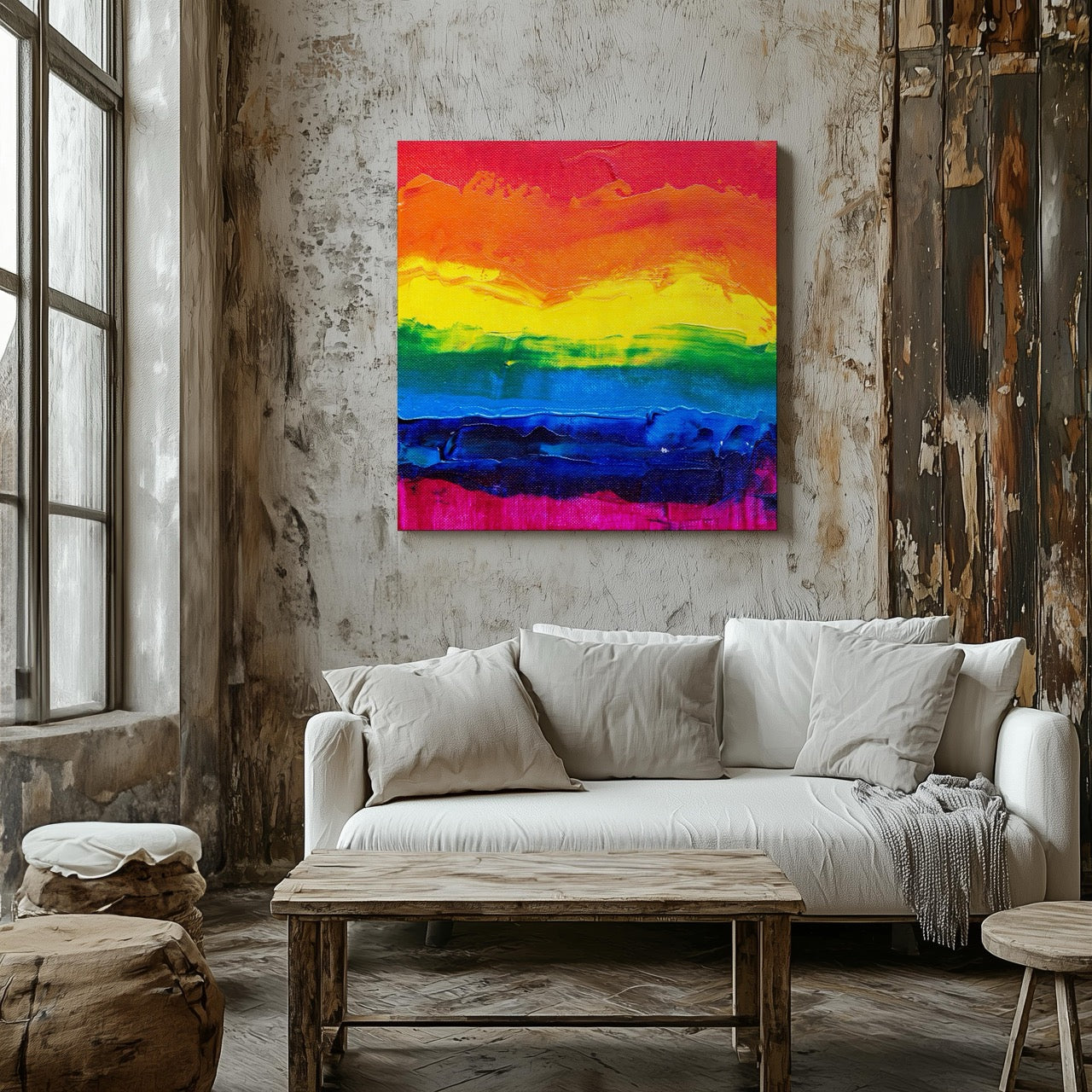 Radiant Rainbow Abstract Art - Framed Canvas Wall Art Print - House Prints