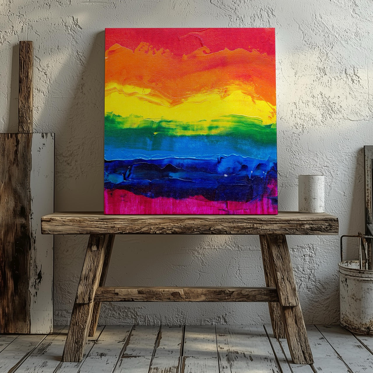 Radiant Rainbow Abstract Art - Framed Canvas Wall Art Print - House Prints