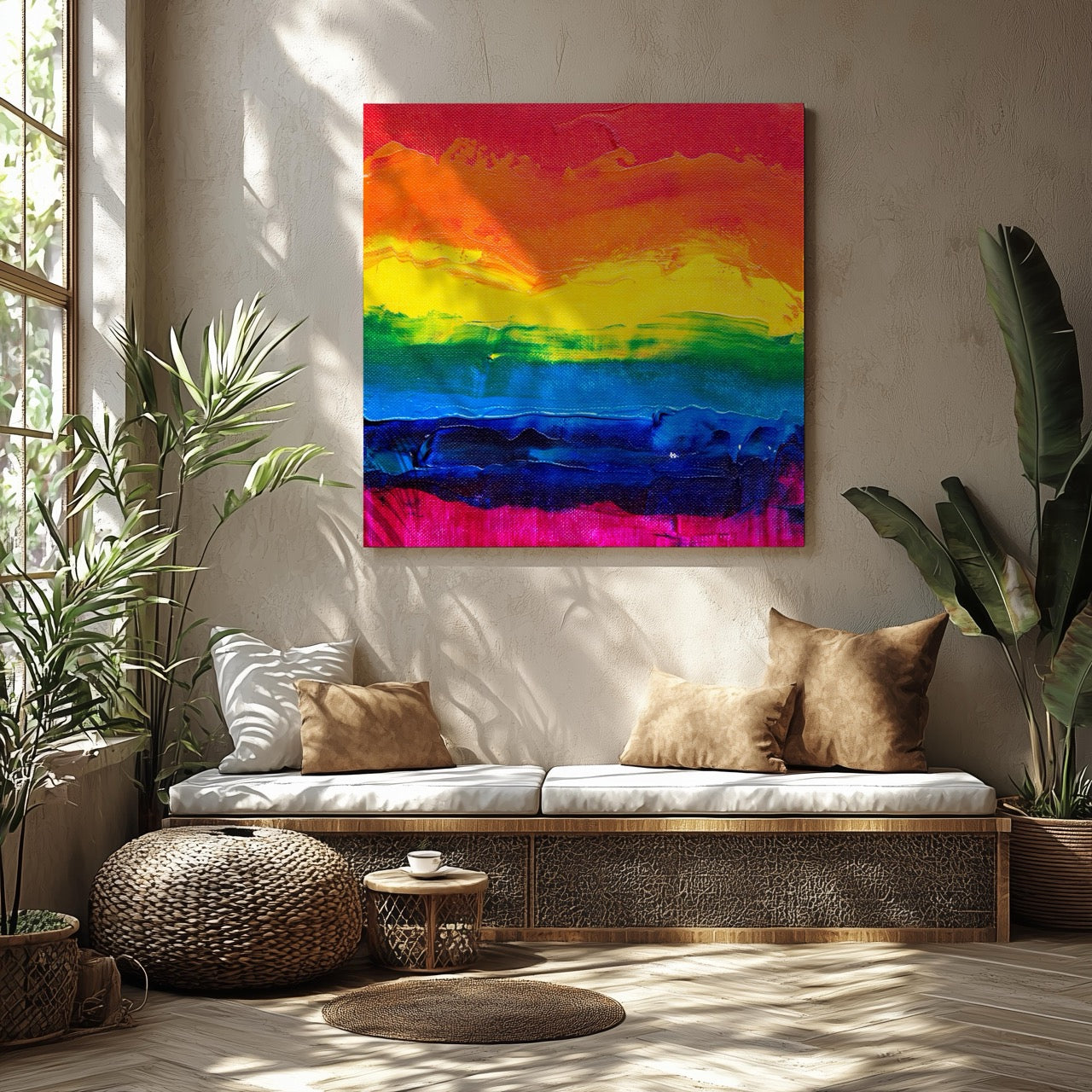 Radiant Rainbow Abstract Art - Framed Canvas Wall Art Print - House Prints