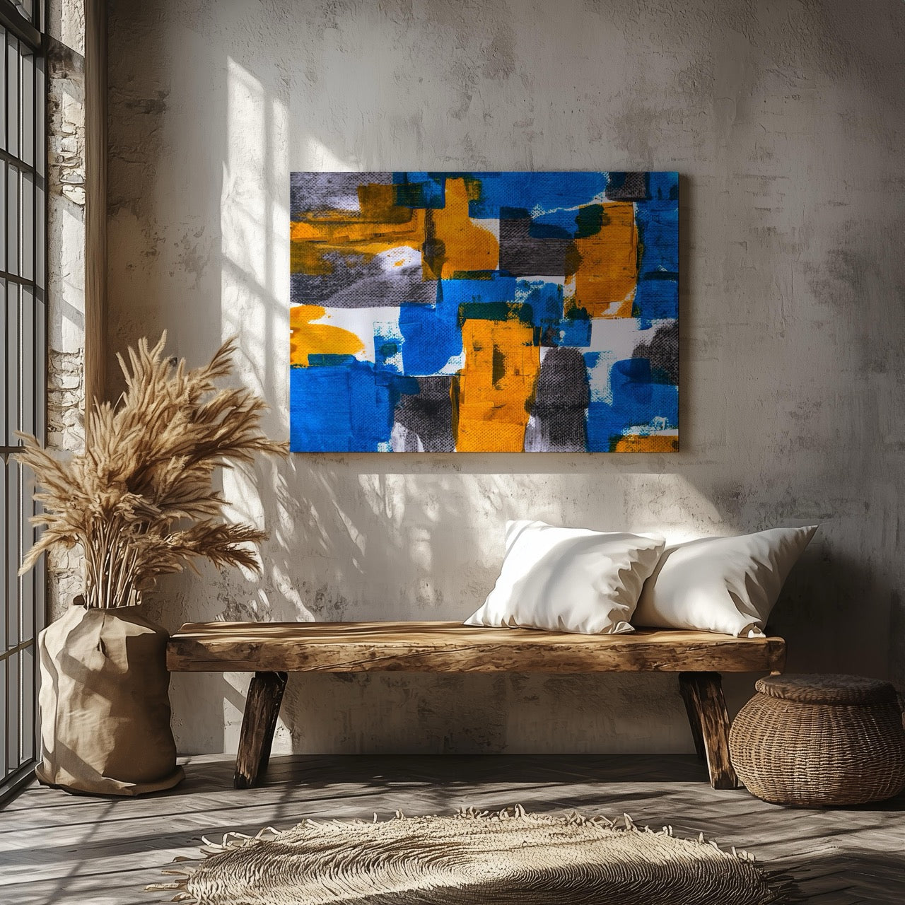 Bold Blocks of Energy - Framed Canvas Wall Art Print - House Prints