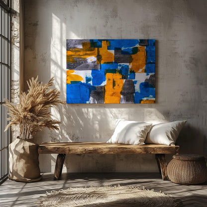 Bold Blocks of Energy - Framed Canvas Wall Art Print - House Prints