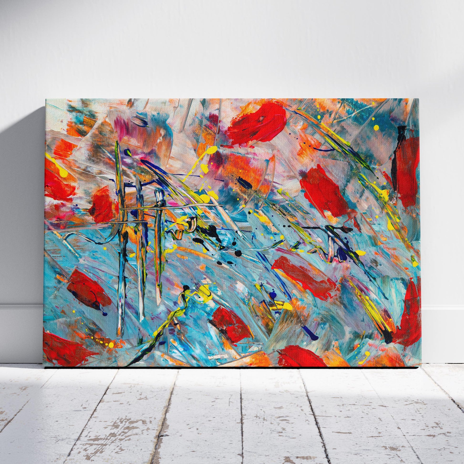 Chaos in Vibrant Motion - Framed Canvas Wall Art Print - House Prints