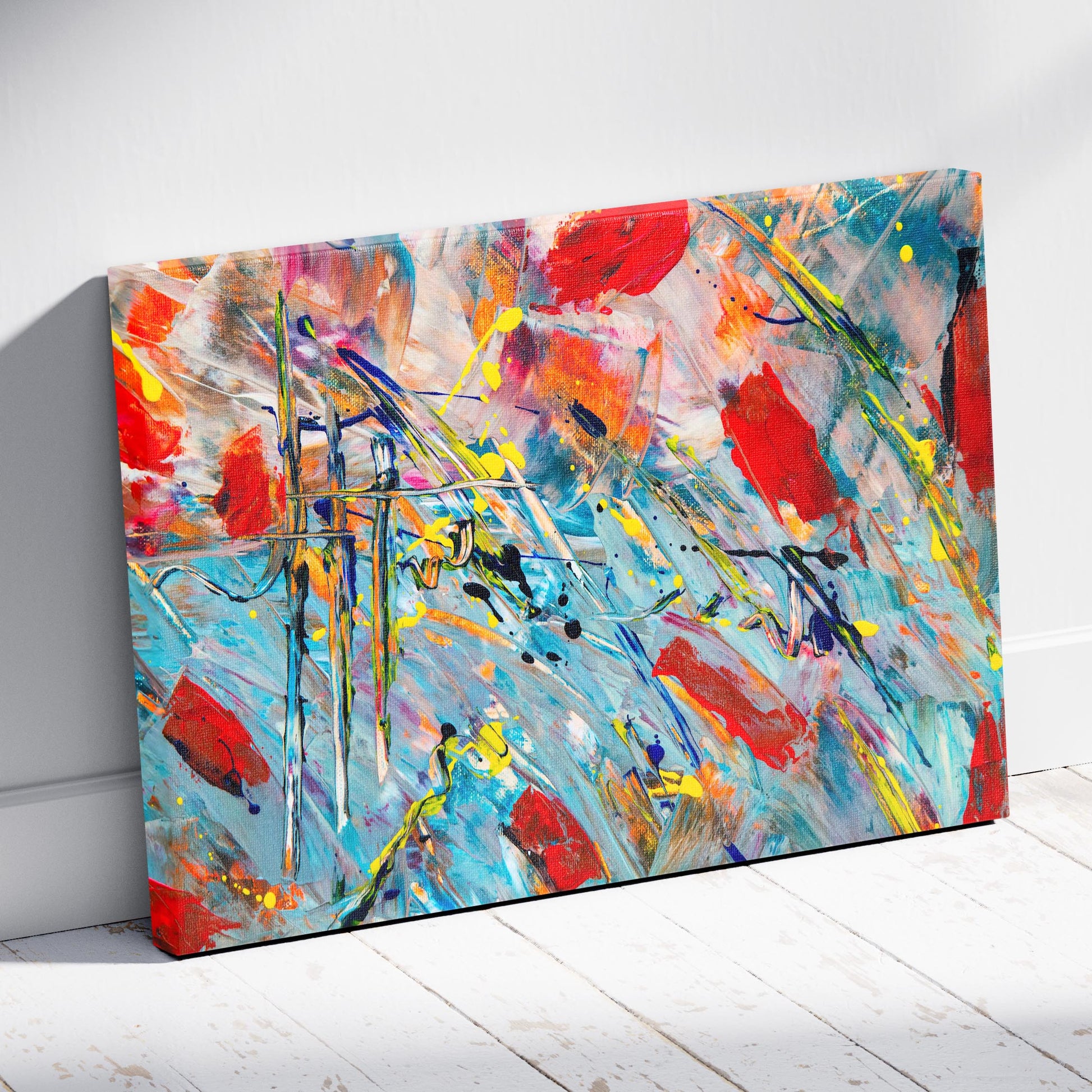 Chaos in Vibrant Motion - Framed Canvas Wall Art Print - House Prints