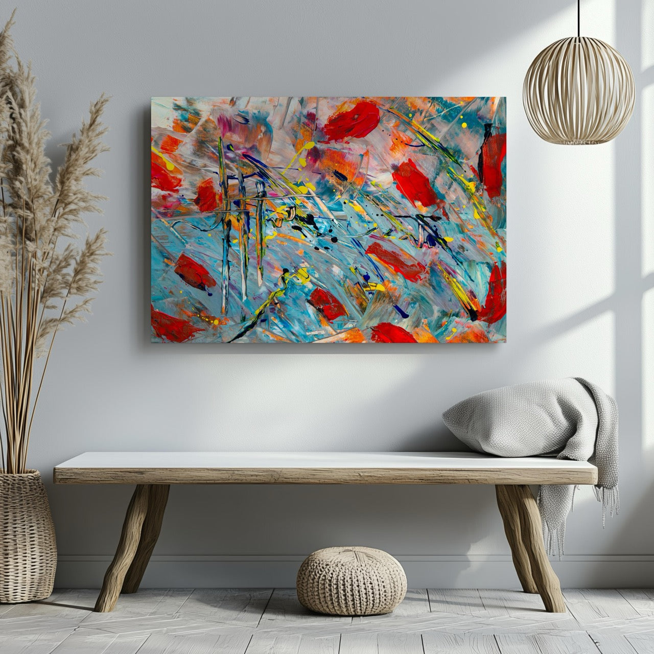 Chaos in Vibrant Motion - Framed Canvas Wall Art Print - House Prints