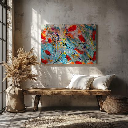 Chaos in Vibrant Motion - Framed Canvas Wall Art Print - House Prints