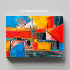 Energetic Brushstrokes Vibrant Geometric Abstract - Framed Canvas Wall Art Print | House Prints