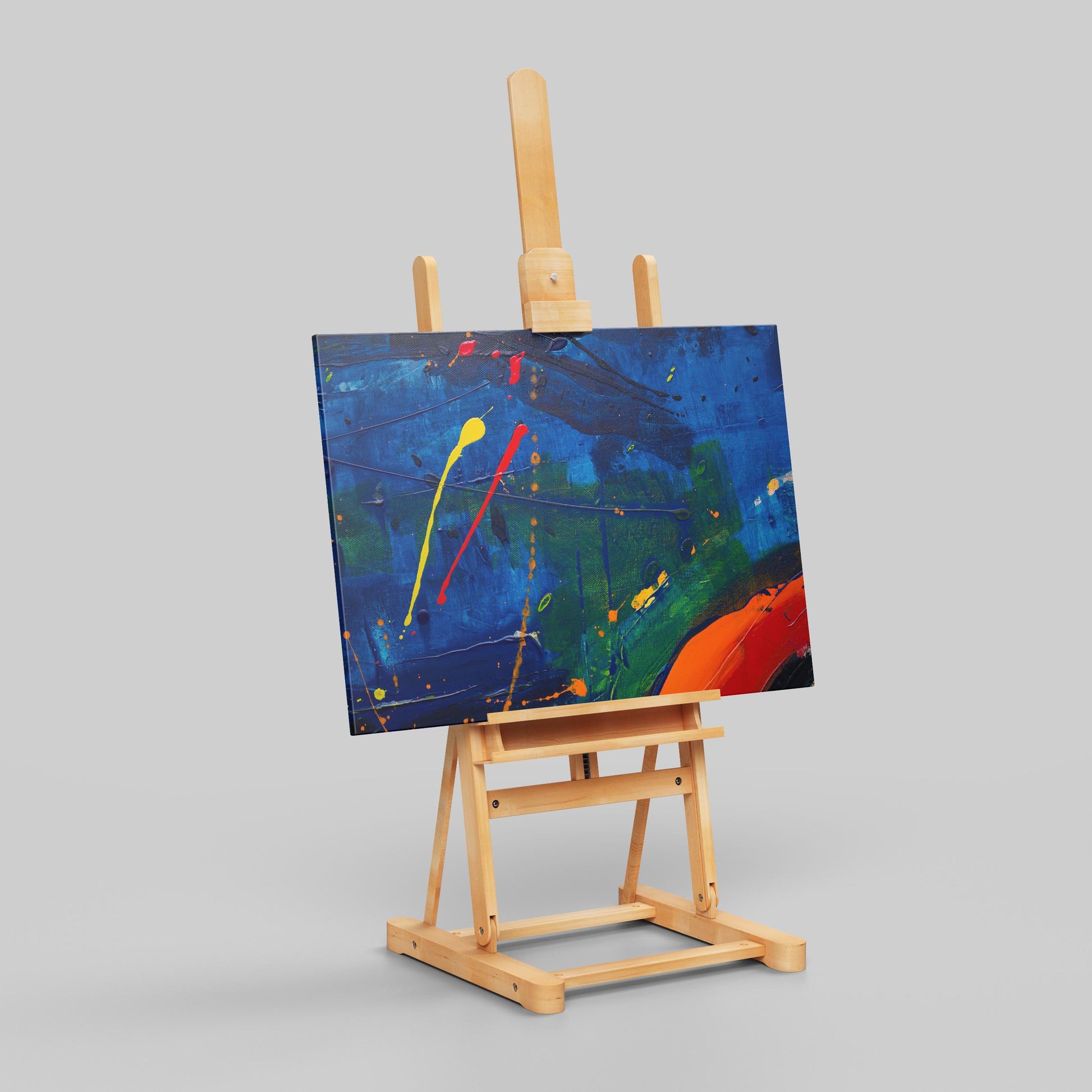 Vivid Strokes of Blue Expression - Framed Canvas Wall Art Print - House Prints
