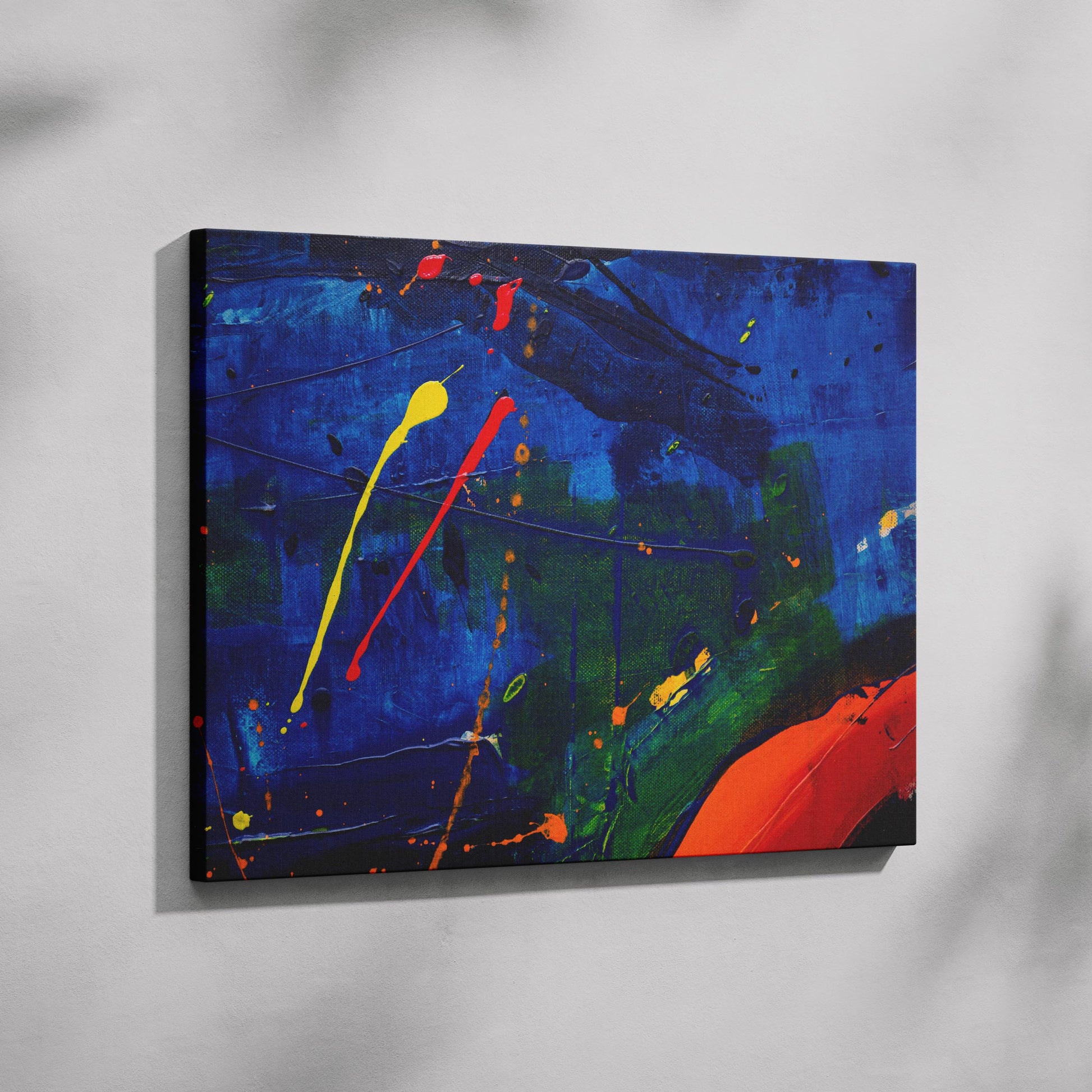 Vivid Strokes of Blue Expression - Framed Canvas Wall Art Print - House Prints