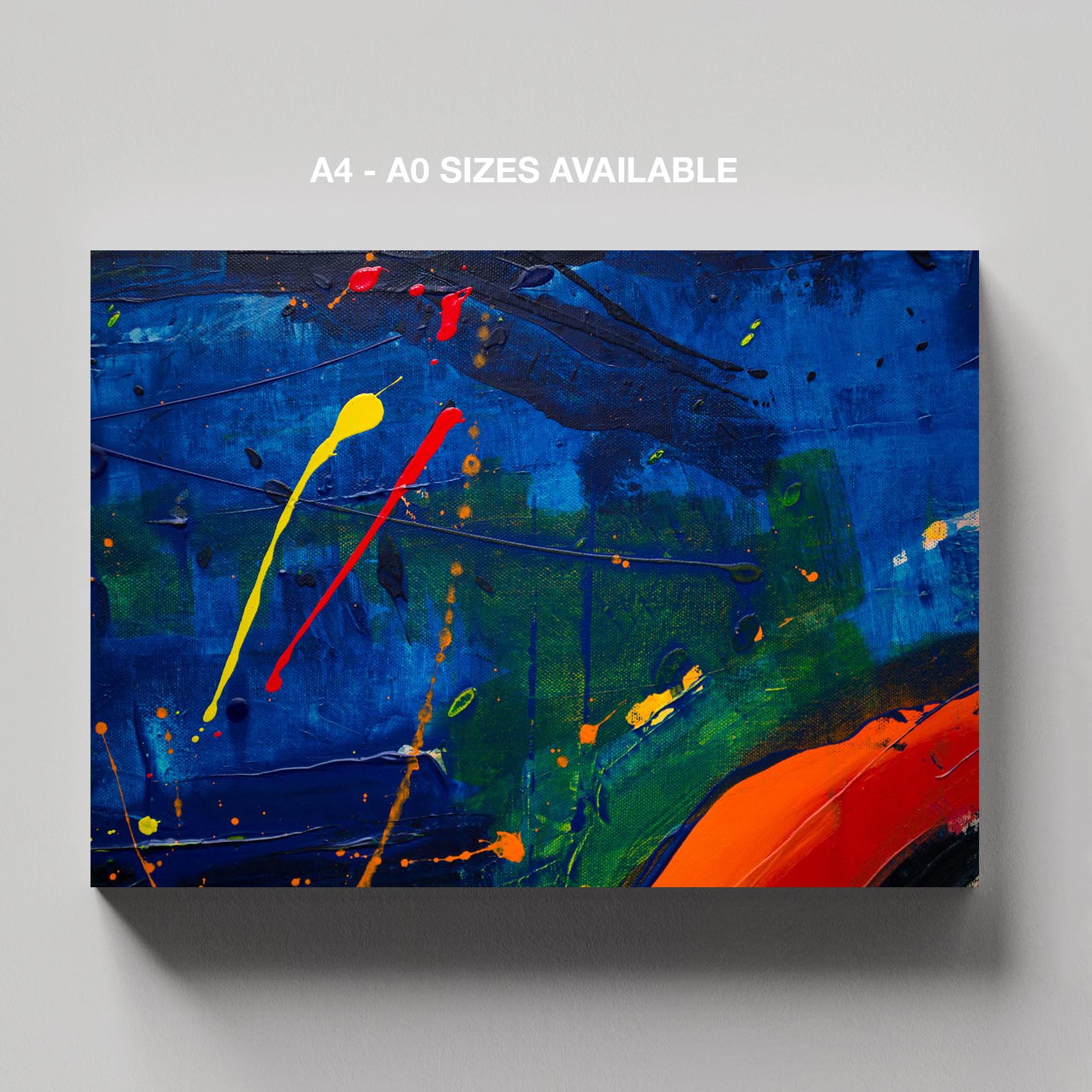 Vivid Strokes of Blue Expression - Framed Canvas Wall Art Print - House Prints