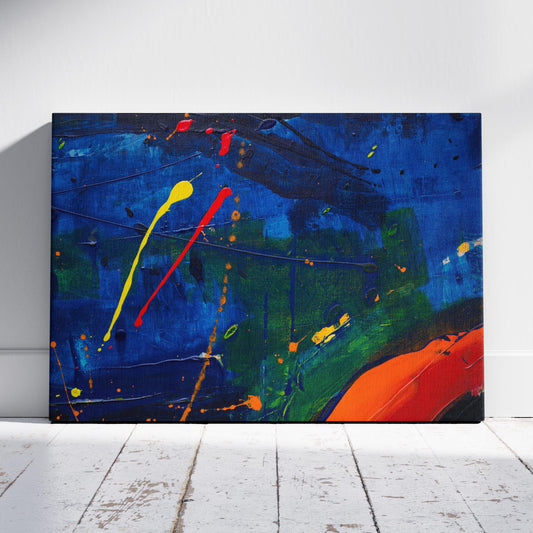 Vivid Strokes of Blue Expression - Framed Canvas Wall Art Print - House Prints